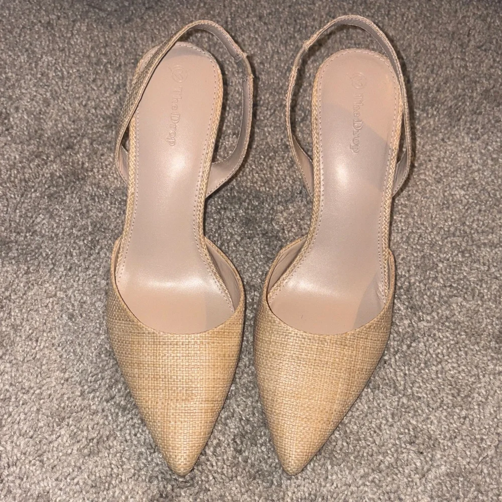 The Drop klara Chic Tan Slingback Heels raffia rattan size 10 - Picture 2 of 9